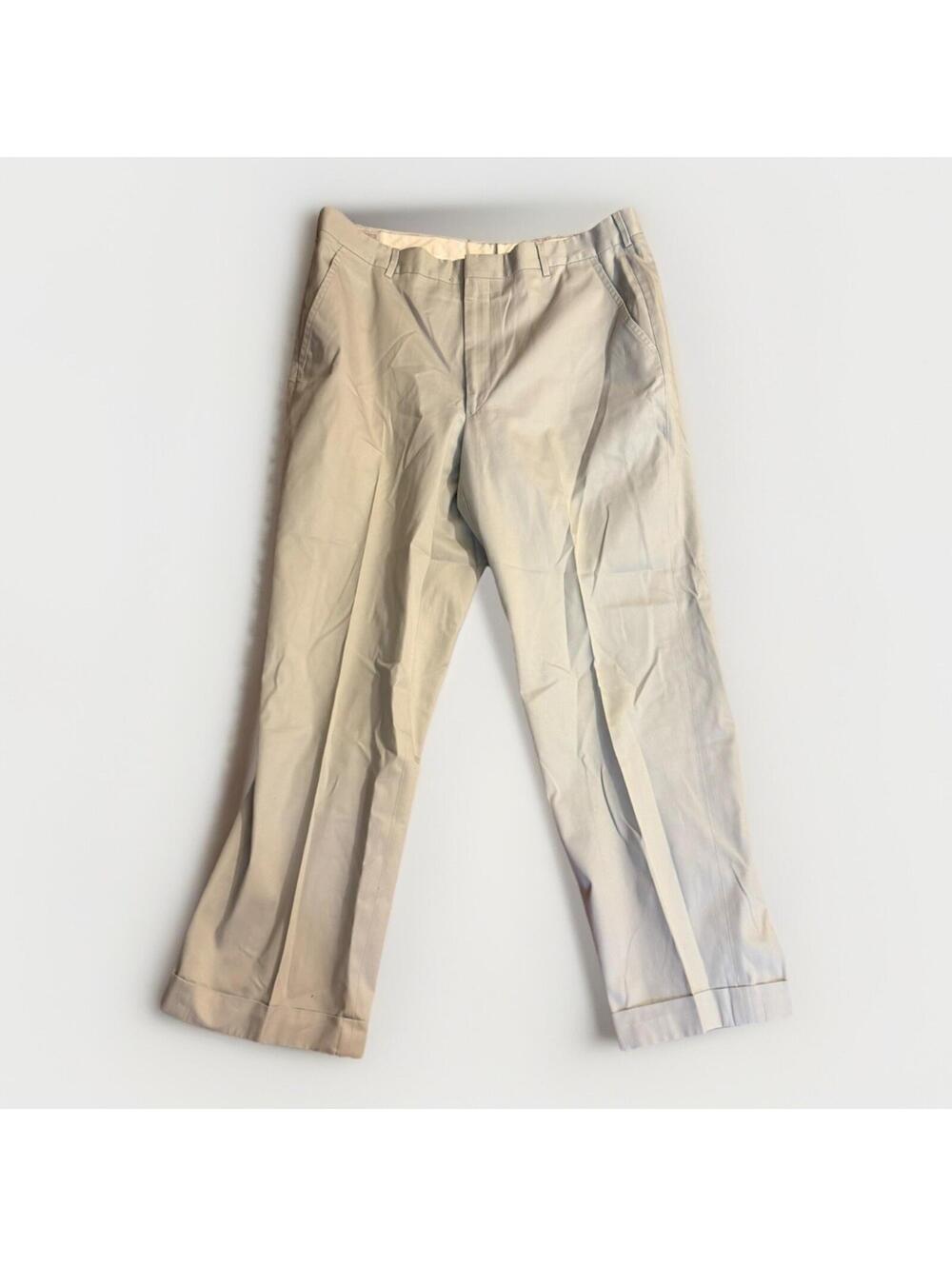 Ben Silver Sea Island Cotton Khaki Dress Pants USA Mens 34x30 Beige